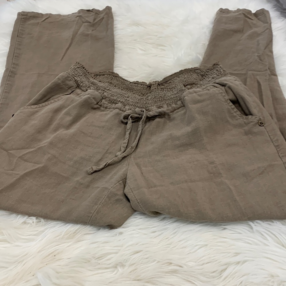 Large Tree Tan Summer Cool Drawstring Pants. Size L (593)